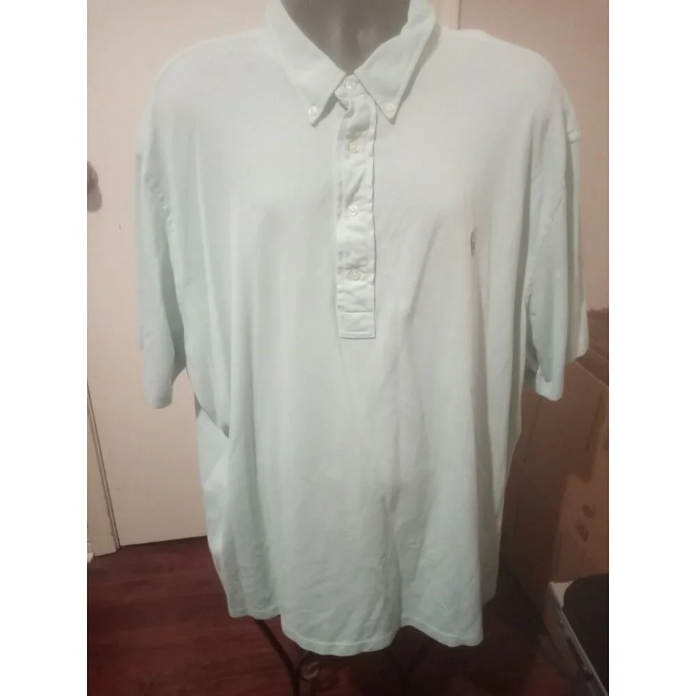 Ralph Lauren Polo Shirt Mens 3XL 3XB Blue Knit Oxford Short Sleeve Polo Shirt